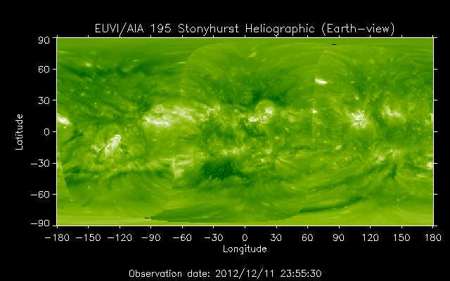 EUVI 195 heliographic map
