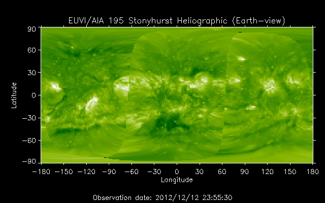 EUVI 195 heliographic map