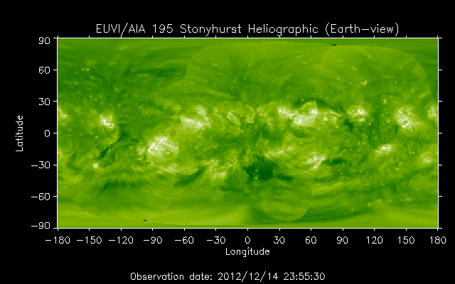 EUVI 195 heliographic map
