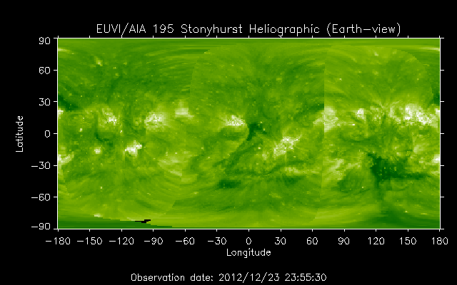 EUVI 195 heliographic map