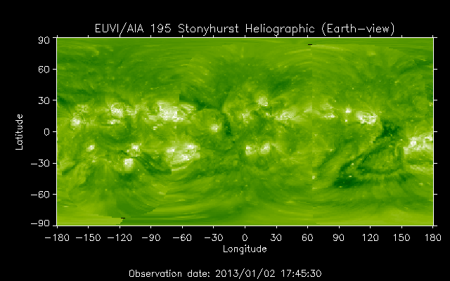 EUVI 195 heliographic map