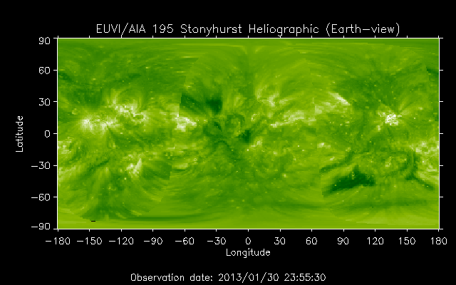 EUVI 195 heliographic map