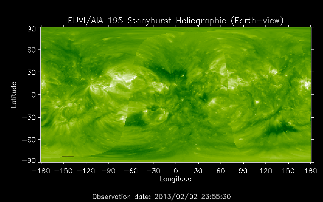 EUVI 195 heliographic map