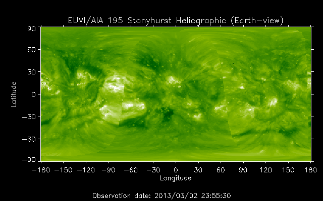 EUVI 195 heliographic map