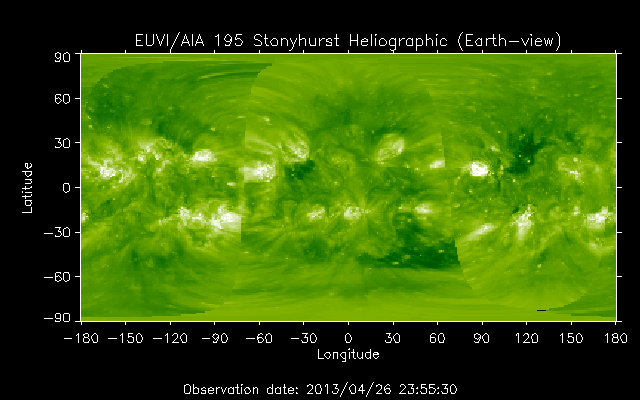 EUVI 195 heliographic map