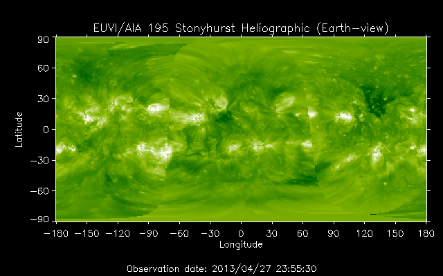 EUVI 195 heliographic map