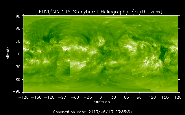 EUVI 195 heliographic map