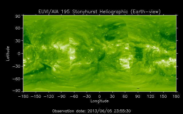 EUVI 195 heliographic map