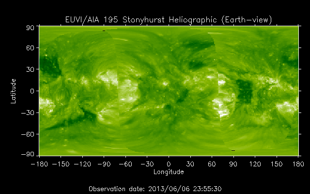 EUVI 195 heliographic map