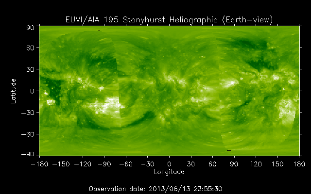 EUVI 195 heliographic map