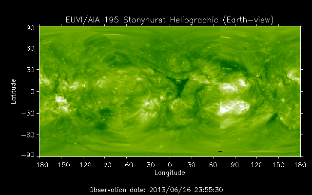 EUVI 195 heliographic map
