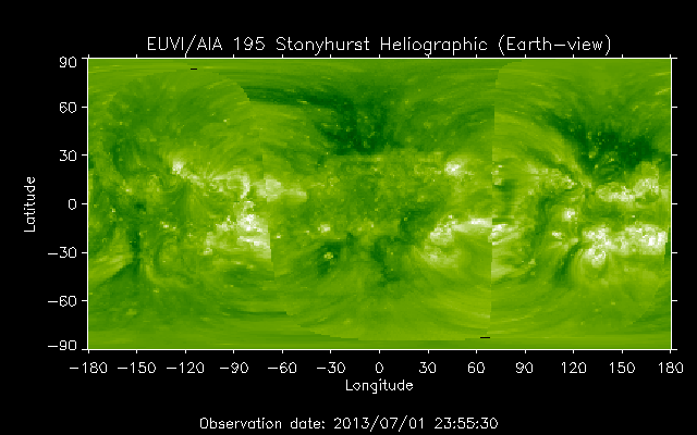 EUVI 195 heliographic map