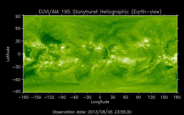 EUVI 195 heliographic map