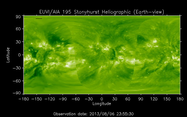 EUVI 195 heliographic map