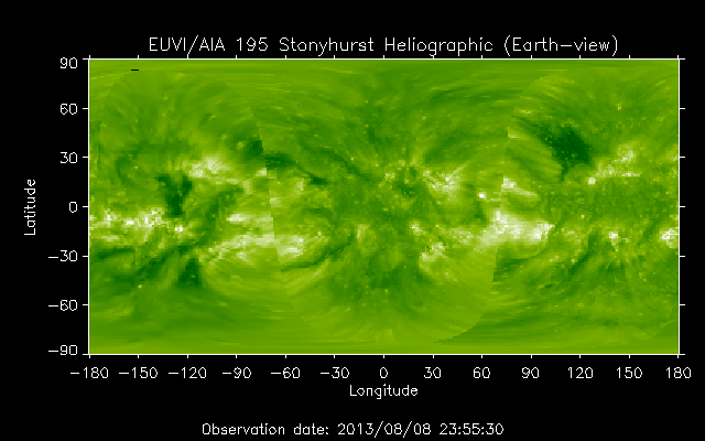 EUVI 195 heliographic map