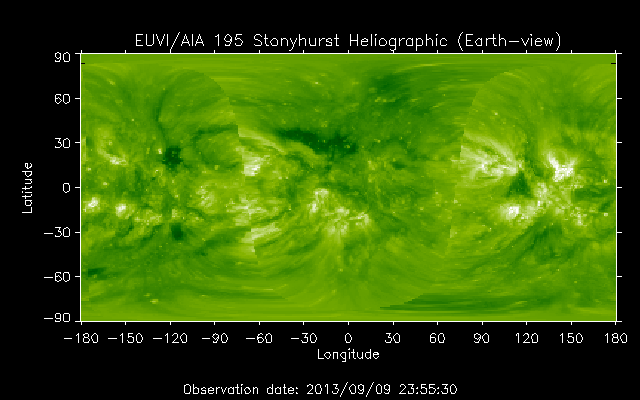 EUVI 195 heliographic map