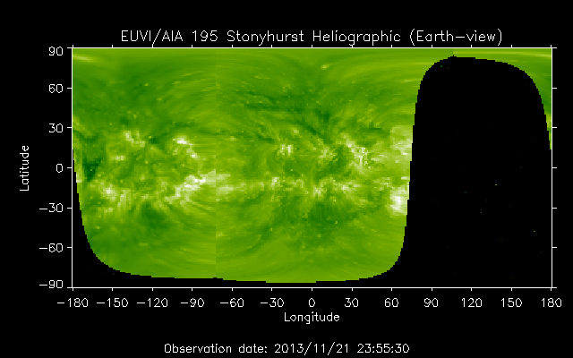 EUVI 195 heliographic map