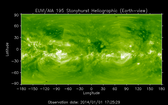 EUVI 195 heliographic map