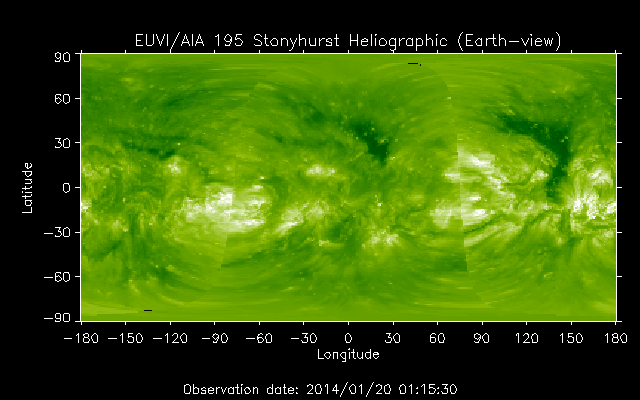 EUVI 195 heliographic map