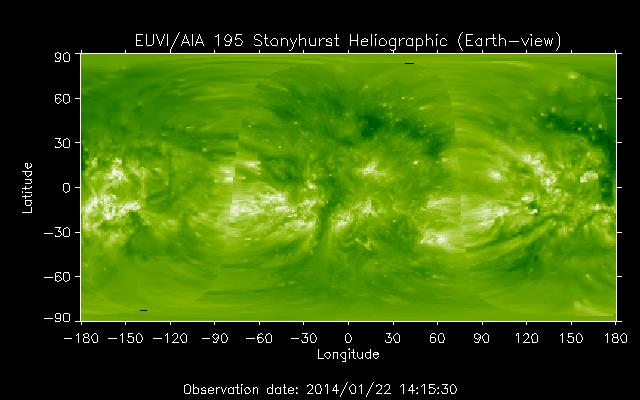 EUVI 195 heliographic map