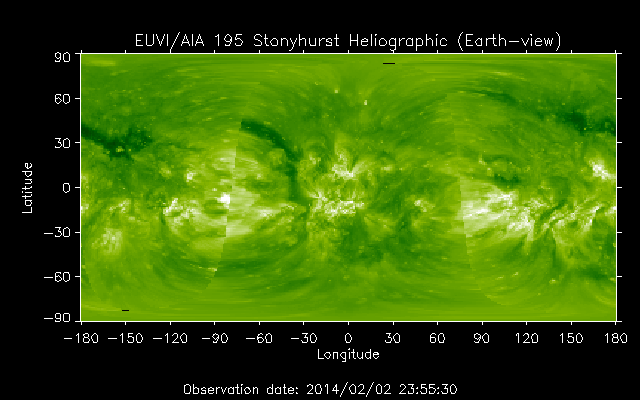 EUVI 195 heliographic map