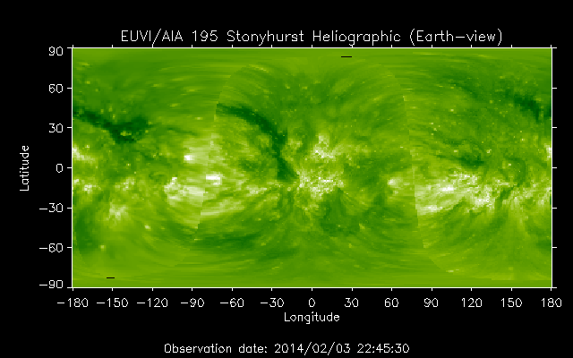 EUVI 195 heliographic map