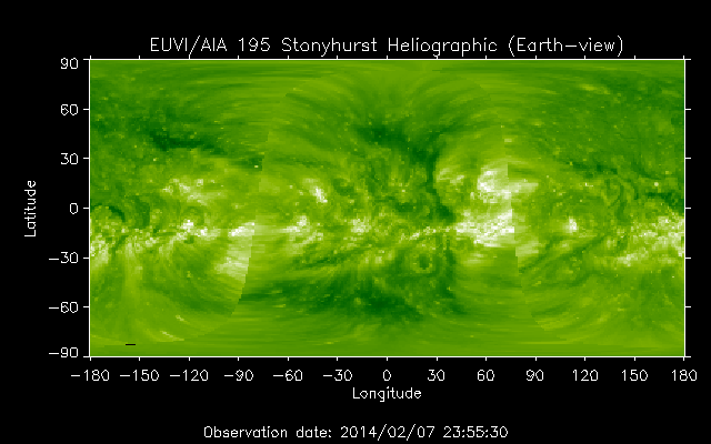 EUVI 195 heliographic map