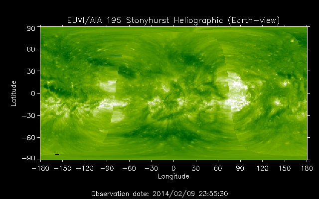 EUVI 195 heliographic map