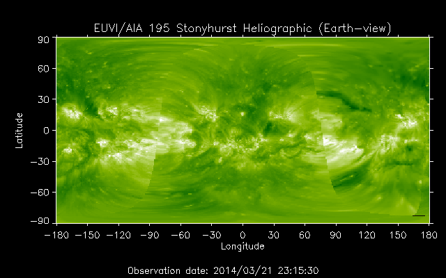 EUVI 195 heliographic map