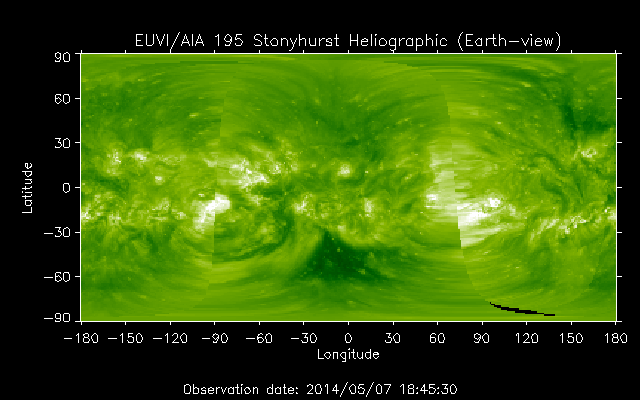 EUVI 195 heliographic map