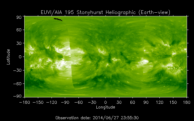 EUVI 195 heliographic map