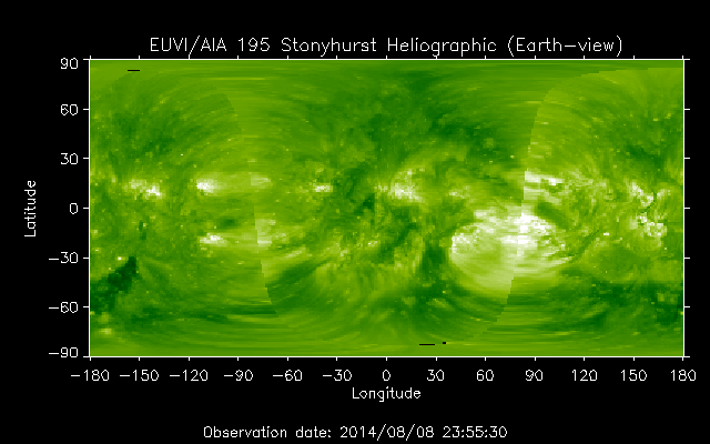 EUVI 195 heliographic map