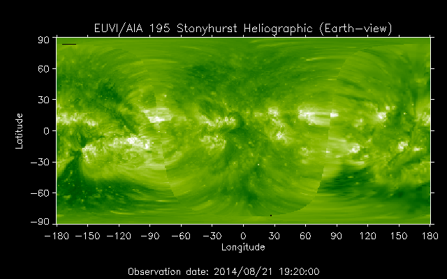 EUVI 195 heliographic map