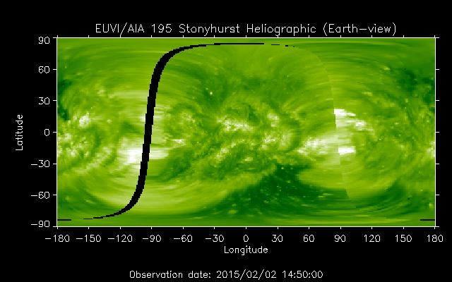 EUVI 195 heliographic map