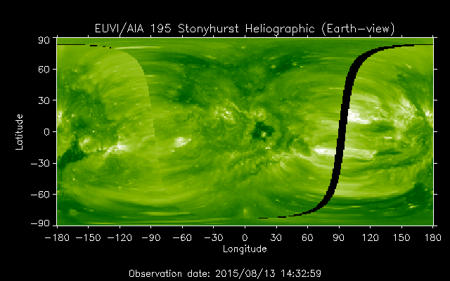 EUVI 195 heliographic map