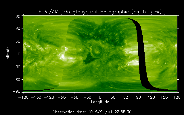 EUVI 195 heliographic map