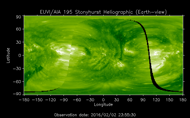 EUVI 195 heliographic map