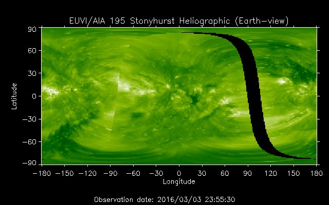 EUVI 195 heliographic map