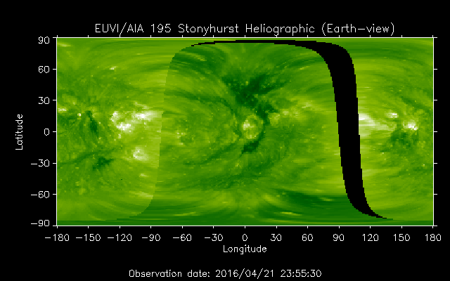 EUVI 195 heliographic map