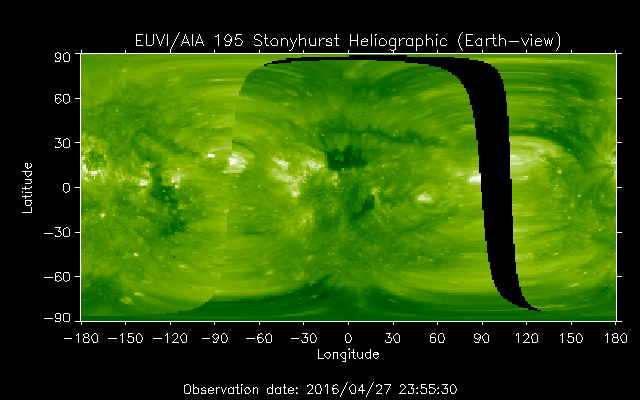 EUVI 195 heliographic map