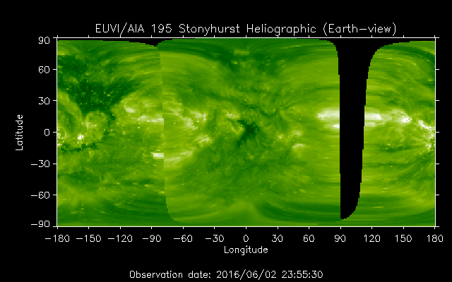 EUVI 195 heliographic map