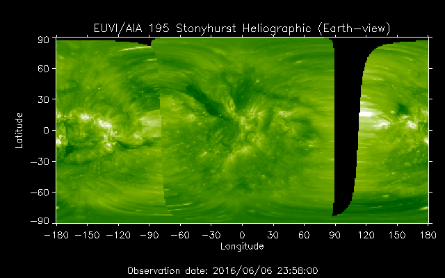 EUVI 195 heliographic map