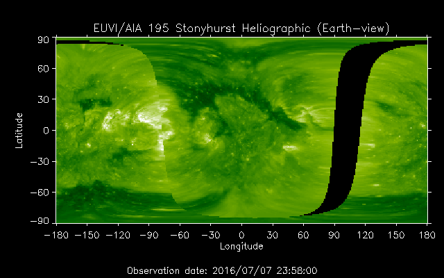 EUVI 195 heliographic map