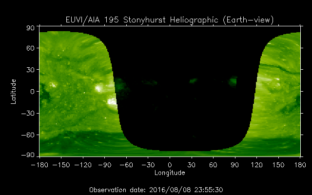 EUVI 195 heliographic map