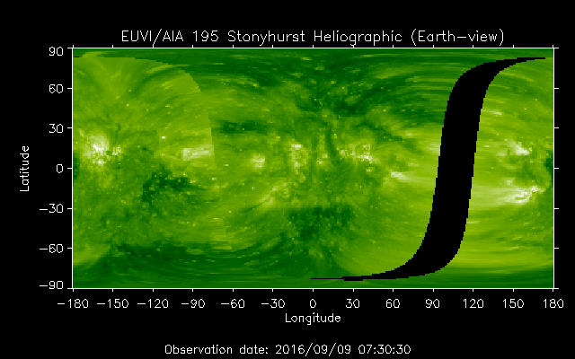 EUVI 195 heliographic map