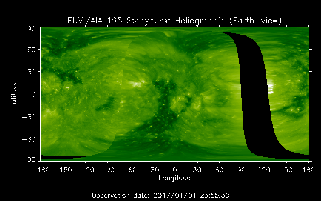 EUVI 195 heliographic map