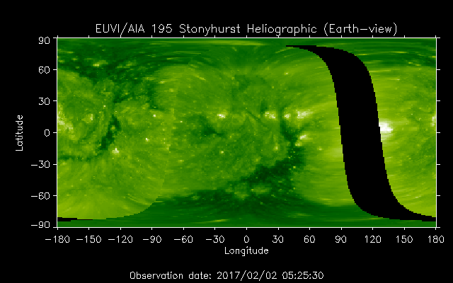 EUVI 195 heliographic map