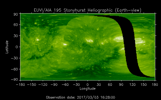 EUVI 195 heliographic map