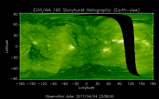 EUVI 195 heliographic map