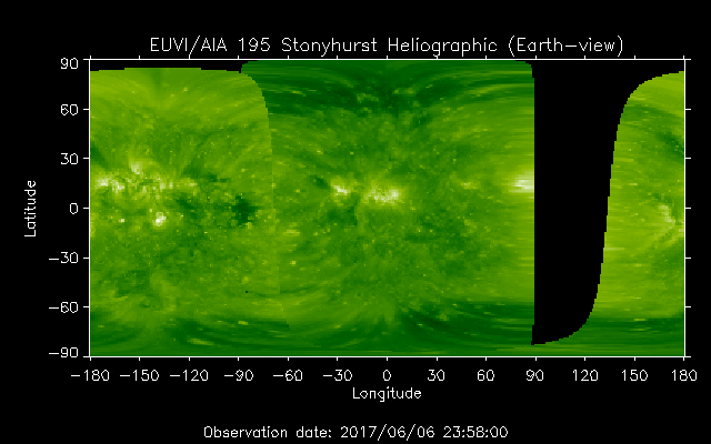 EUVI 195 heliographic map